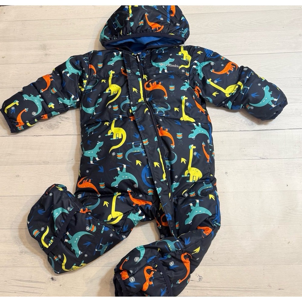 Columbia Baby Boy Snuggly Bunny down Bunting colorful dinosaur 18/24 months